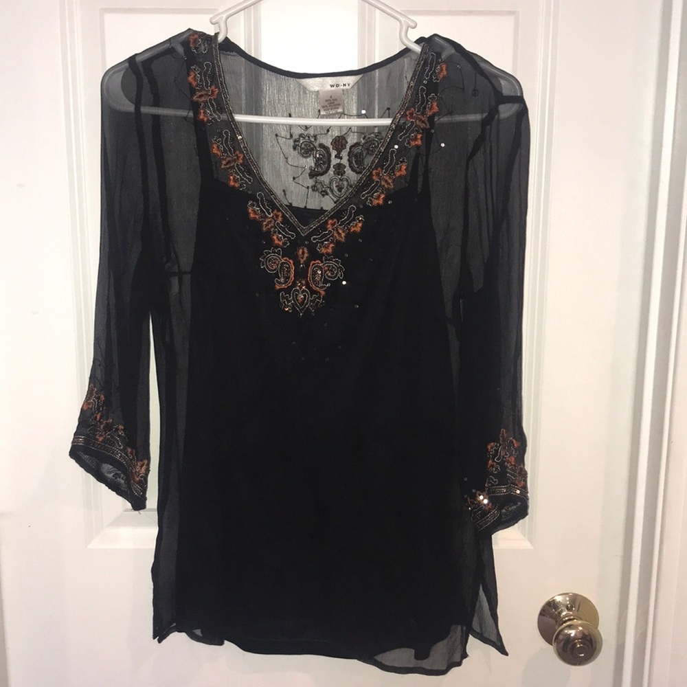 Black sheer top with camisole